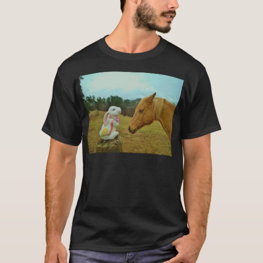 Blond geel paard en paashaas t-shirt (Voorkant)