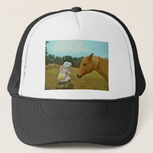 Blond geel paard en paashaas trucker pet