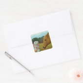 Blond geel paard en paashaas vierkante sticker (Envelop)