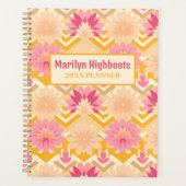 Blond Geel, Roze, en Beige Bloemen Planner (Voorkant)