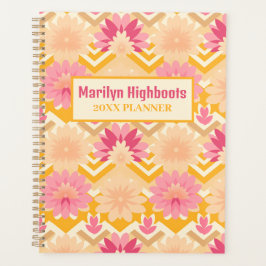 Blond Geel, Roze, en Beige Bloemen Planner