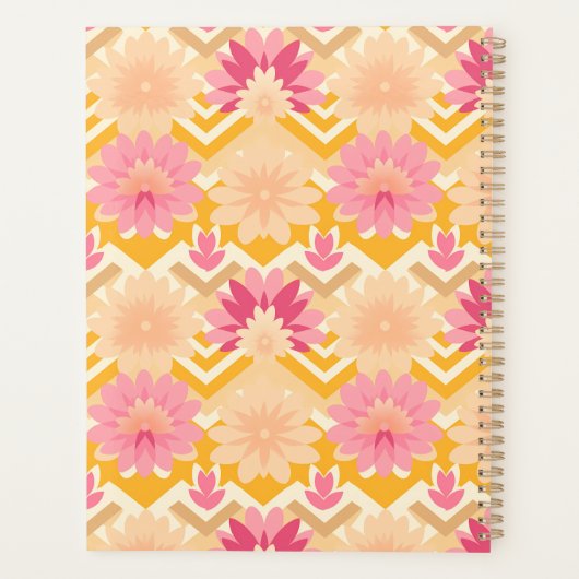 Blond Geel, Roze, en Beige Bloemen Planner (Achterkant)