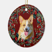 Blond gele kerstavond met kerstmis met Corgi, rood Keramisch Ornament (Links)