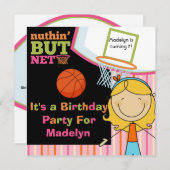 Blond Girl Basketball Birthday - uitnodiging (Voorkant / Achterkant)