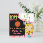 Blond Girl Basketball Birthday - uitnodiging (Staand voorkant)