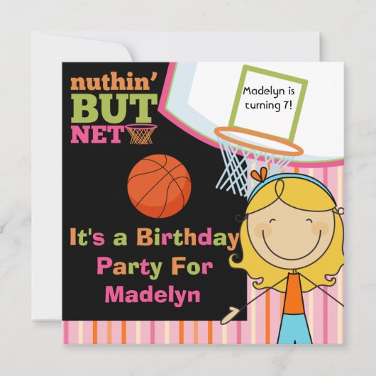 Blond Girl Basketball Birthday - uitnodiging (Voorkant)