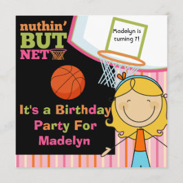 Blond Girl Basketball Birthday - uitnodiging