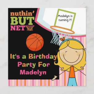 Blond Girl Basketball Birthday - uitnodiging