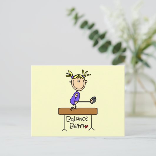 Blond Girl Gymnast op Beam Tshirts en Gifts Briefkaart (Staand voorkant)