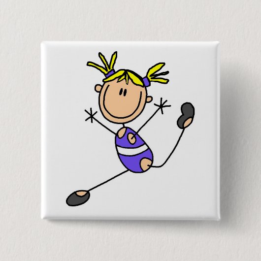 Blond Girl Gymnast Tshirts en Gifts Vierkante Button 5,1 Cm (Voorkant)