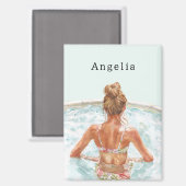 Blond Girl in Pool Magneet (Voorkant / Achterkant)