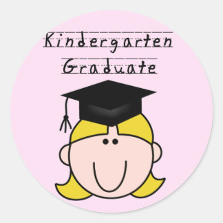 Blond Girl Kindergarten Afstuderen Ronde Sticker