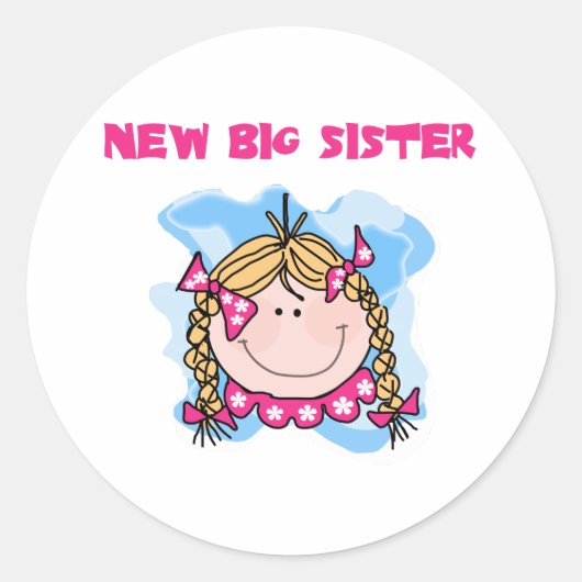 Blond Girl New Big Sister Ronde Sticker (Voorkant)