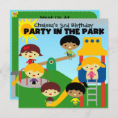 Blond Girl Party in Park Invite Kaart (Voorkant / Achterkant)