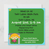 Blond Girl Party in Park Invite Kaart (Achterkant)