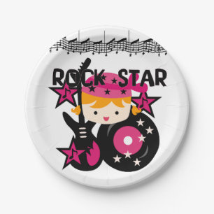 Blond Girl Rock Star Birthday Paper Borden Papieren Bordje