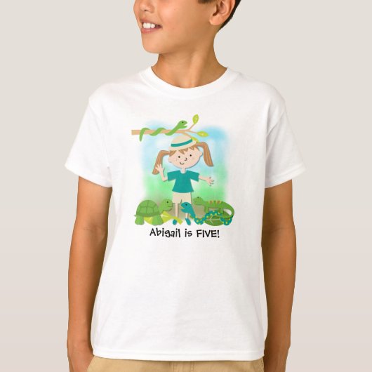 Blond Girl Safari Birthday Gepersonaliseerd T-shir T-shirt (Voorkant)