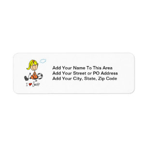 Blond Girl Stick Figuur I Love Soccer Gifts Etiket