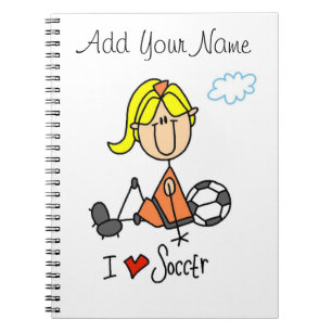 Blond Girl Stick Figuur I Love Soccer Gifts Notitieboek