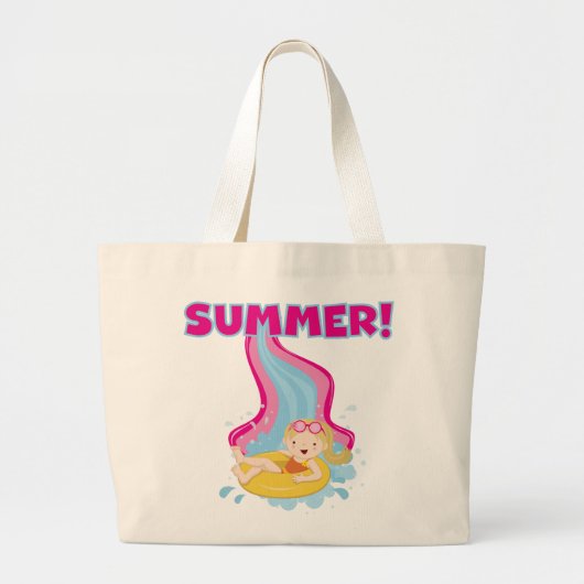 Blond Girl Summer Grote Tote Bag (Voorkant)