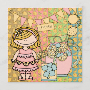 Blond Girl Summer Lemonade Birthday Uitnodiging