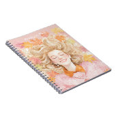 Blond Groen Geel Roze Bladeren Notitieboek (Rechterzijde)
