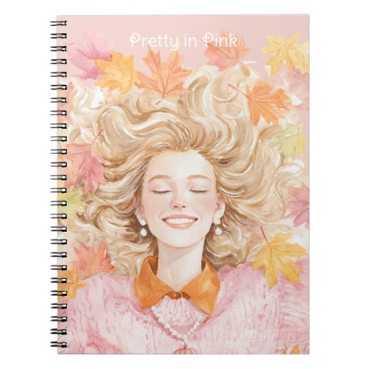 Blond Groen Geel Roze Bladeren Notitieboek (Voorkant)