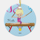 Blond Gymnast Gymnastiek Kerstornament Keramisch Ornament (Voorkant)