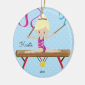 Blond Gymnast Gymnastiek Kerstornament Keramisch Ornament (Links)