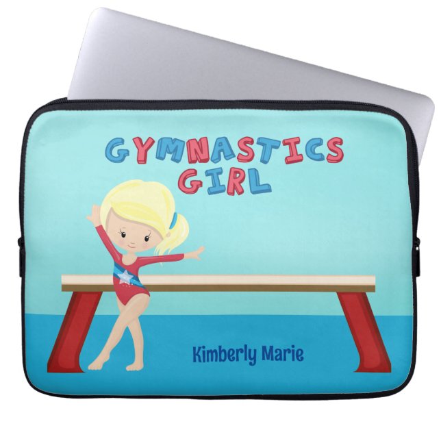 Blond Gymnastiek Meisje Schattig Gepersonaliseerd  Laptop Sleeve (Voorkant)