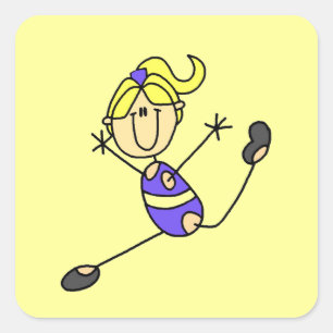 Blond Gymnastiek Meisje Vierkante Sticker