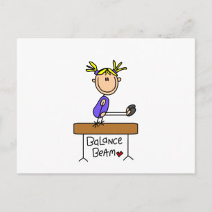 Blond Gymnastiekmeisje op Evenwichtsbalk Briefkaart