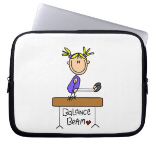 Blond Gymnastiekmeisje op Evenwichtsbalk Laptop Sleeve