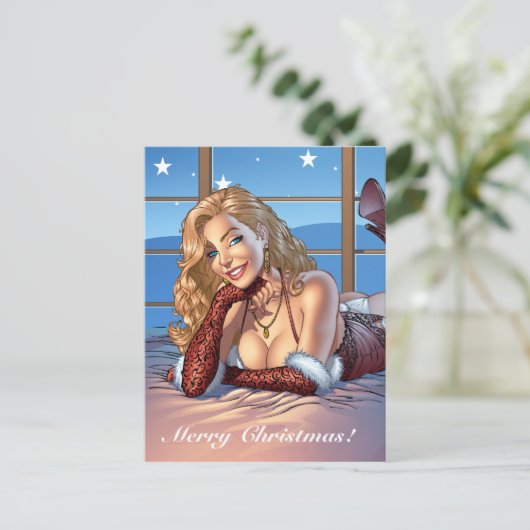 Blond haar, Blue Eyed Beauty Illustratie - Al Rio Feestdagenkaart (Staand voorkant)