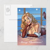 Blond haar, Blue Eyed Beauty Illustratie - Al Rio Feestdagenkaart (Voorkant / Achterkant)