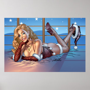 Blond haar, Blue Eyed Beauty Illustratie - Al Rio Poster