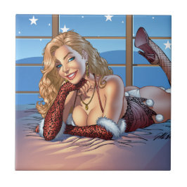 Blond haar, Blue Eyed Beauty Illustratie - Al Rio Tegeltje