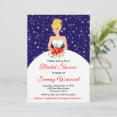 Blond Haar Bruid Sneeuwvlok Navy Vrijgezellenfeest Kaart (Staand voorkant)