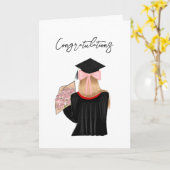 Blond Haar Coquette Afstuderen Gefeliciteerd Kaart (Gele Bloem)