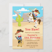 Blond Haar Cowboy Verjaardagsfeestje Kaart (Voorkant)