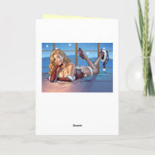 Blond Haar, de Blauwe Eyed Illustratie van de Feestdagen Kaart (Achterkant)