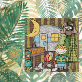 Blond Haar Jongen Camping Verjaardag Uitnodigingen