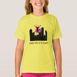 Blond Haar Meisje Super Hero T-shirt