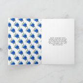 Blond haar Princess Blue Floral Sweet Sixteen Kaart (Binnen)