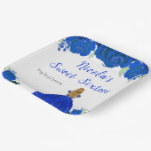 Blond haar Princess Blue Floral Sweet Sixteen Papieren Bordje (Gebogen)