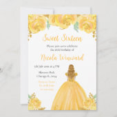 Blond haar Princess Gold Floral Sweet Sixteen Kaart (Voorkant)