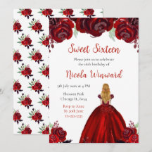 Blond haar Princess Red Floral Sweet Sixteen