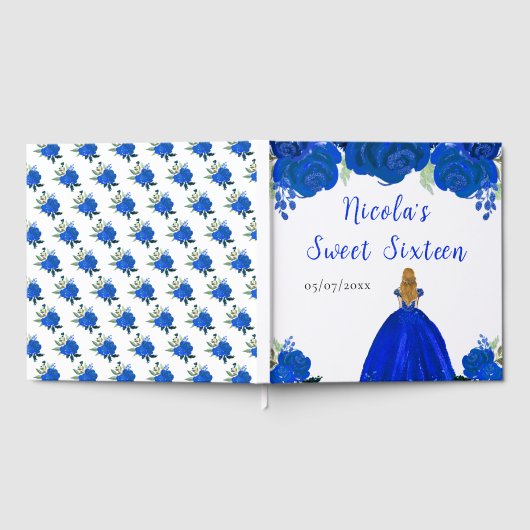 Blond Haar Prinses Blauw Sweet Sixteen Gastboek Gastenboek (Volledig)