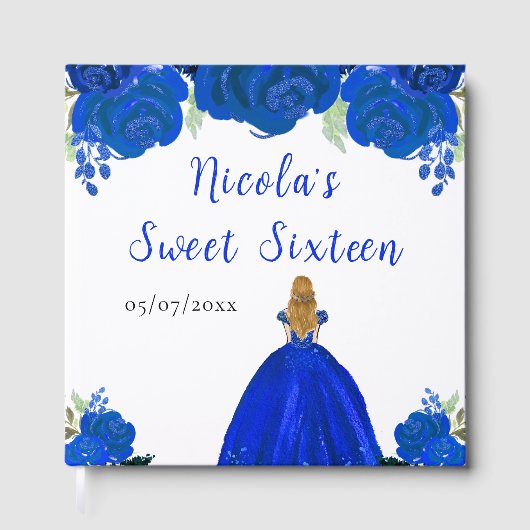 Blond Haar Prinses Blauw Sweet Sixteen Gastboek Gastenboek (Voorkant)