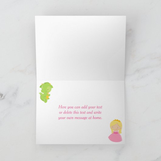 Blond haar prinses en draak kaart (Binnen)